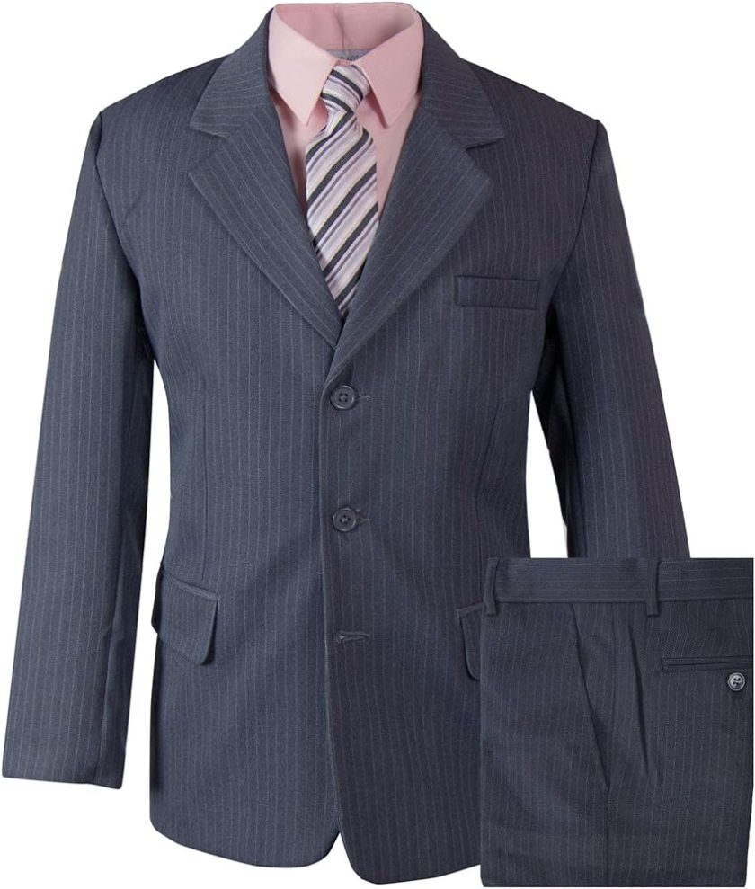 Spring Notion Boys' Pinstripe Grey Suit with Matching Tie