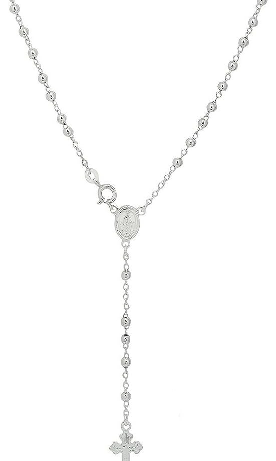 925 Sterling Silver 32in Inri Rosary Necklace - A Timeless Expression of Faith and Elegance
