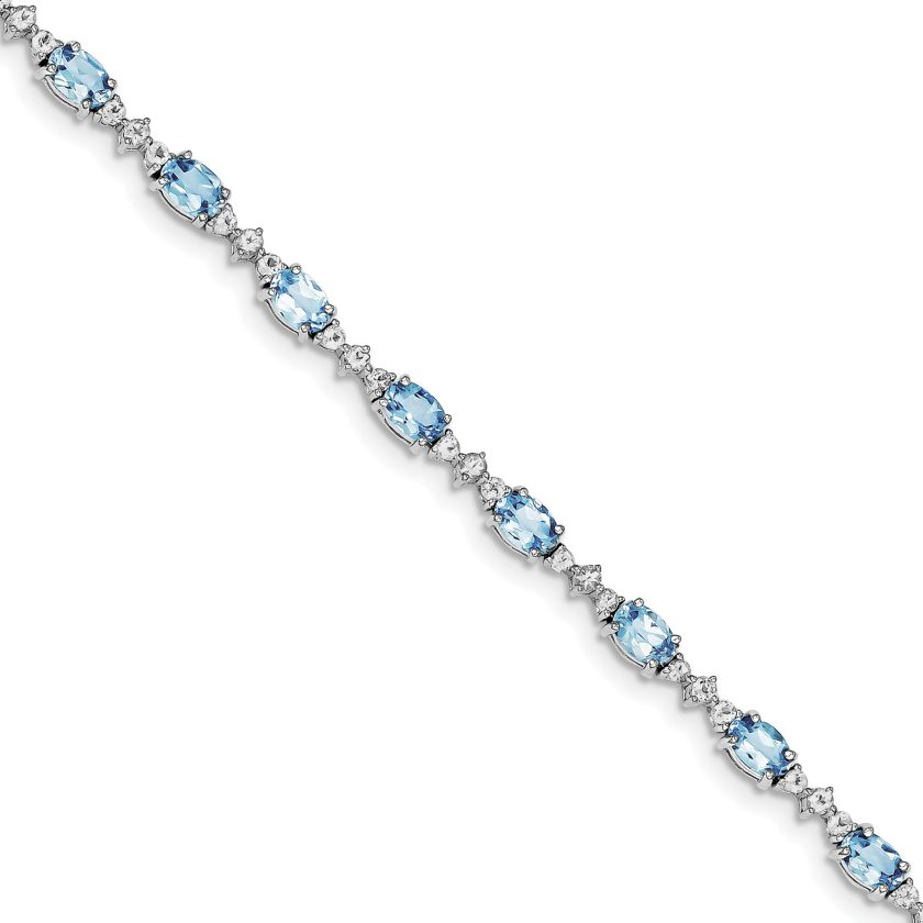 Sterling Silver Blue Topaz Bracelet 7 Inch Gemstone Fine Jewelry Gifts