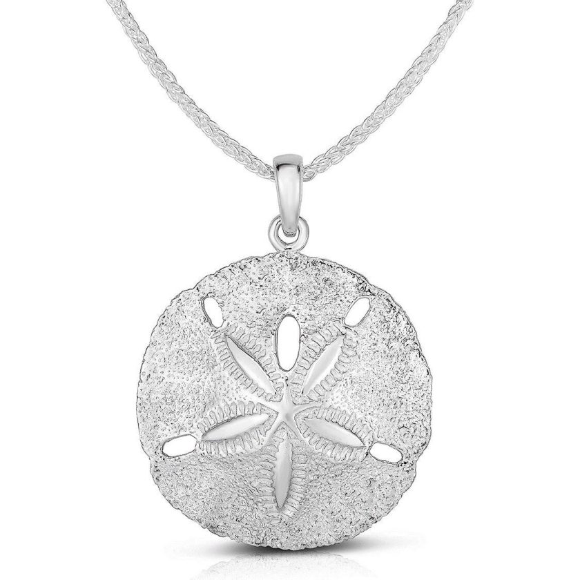 Sterling Silver Solid Two Sides Large Size Sand Dollar Starfish Charm