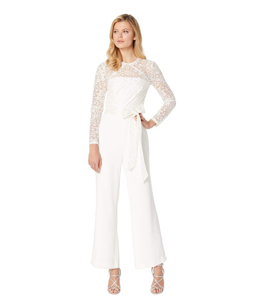 Tahari by ASL Women's Long Sleeve Stretch Lace and Crepe