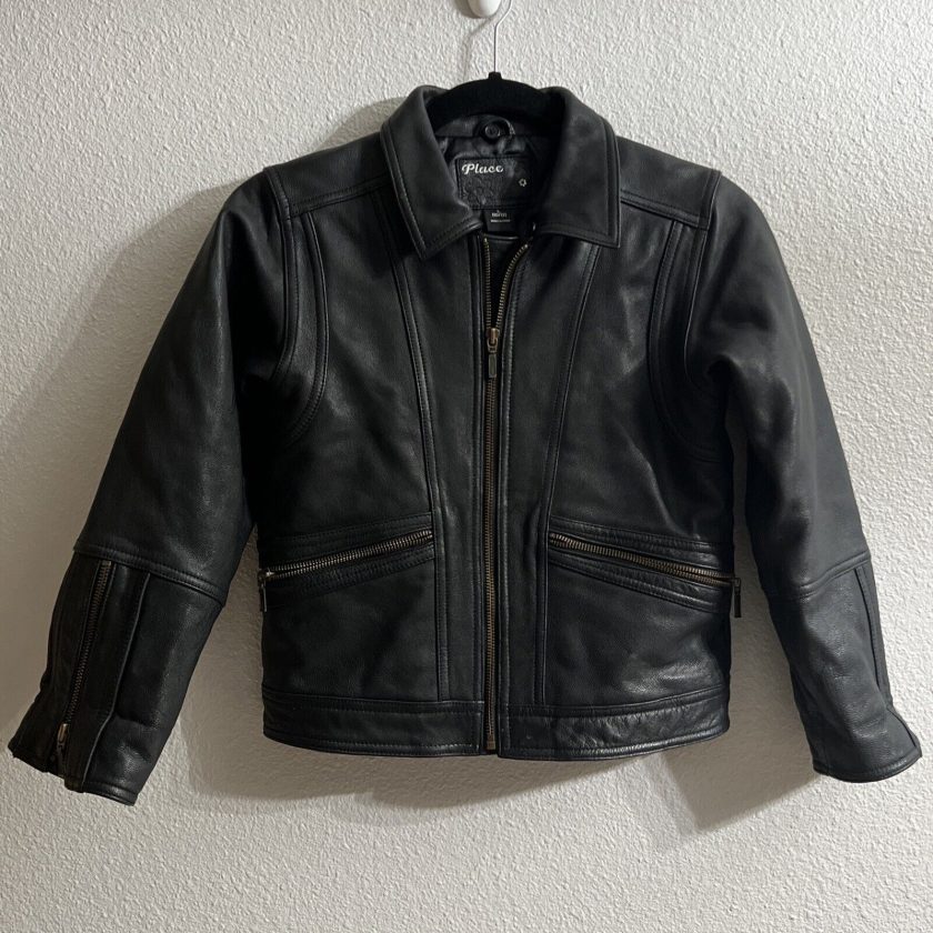 The Children's Place Big Girls' Moto Jacket, Black, M (7/8)