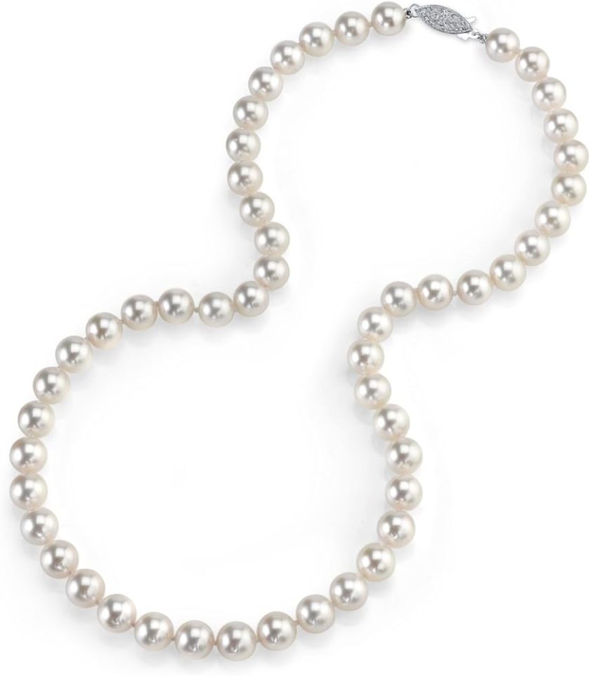 THE PEARL SOURCE 14K Gold 7.0-7.5mm Round Genuine White