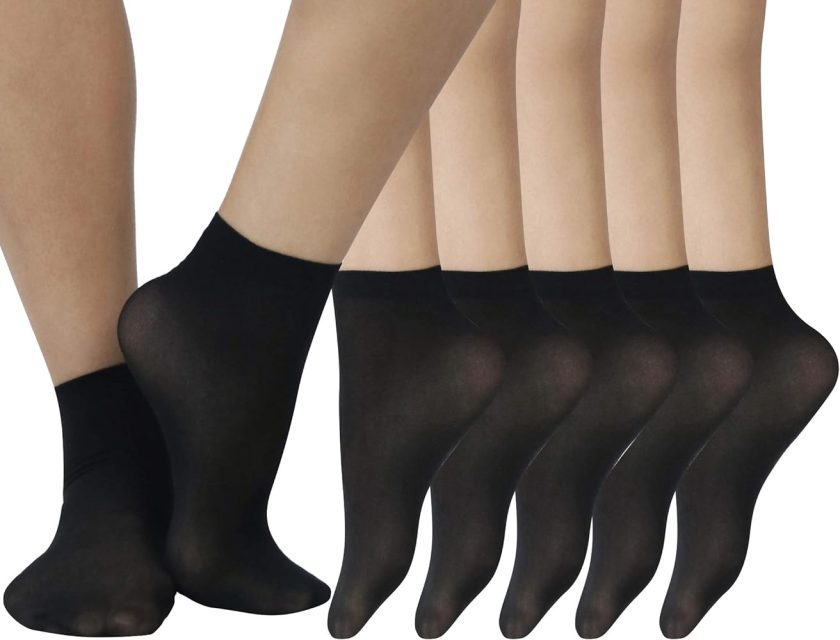 ToBeInStyle Women's Pack Of 6 Sheer Nylon Ankle To Mid-Calf Short Stockings