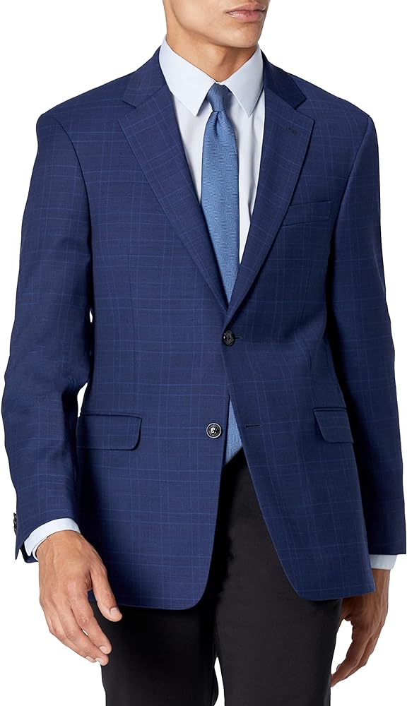 Tommy Hilfiger Men's Two Button Slim Fit Solid Suit, Navy, 48 Regular ...