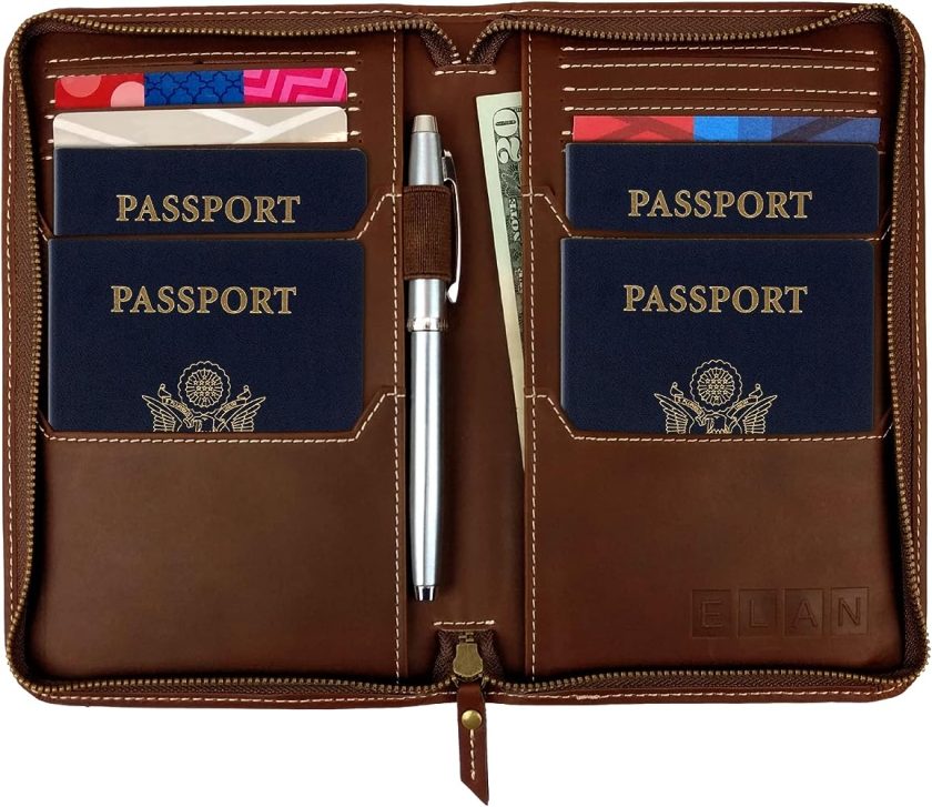 Travel Wallet For Men Women Organizer Genuine Leather Purse