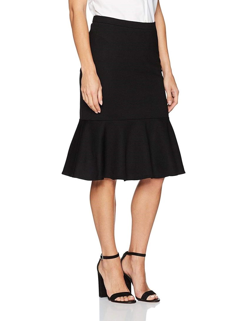 Trina Turk Women's Alina 2 Ponte Drop Flounce Skirt, Black, 12