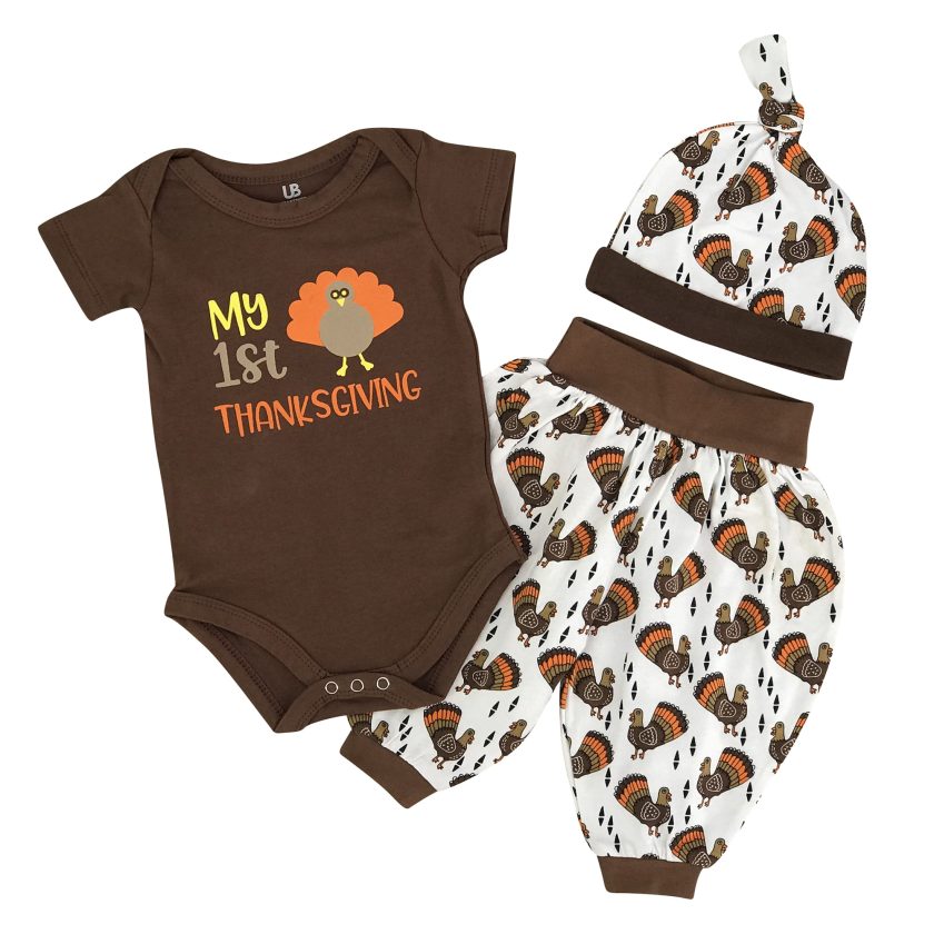 Unique Baby Girls My 1st Thanksgiving Turkey Layette Harem Pants