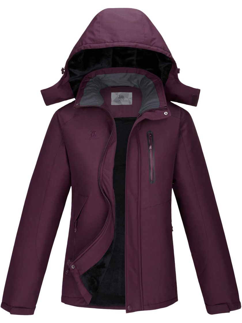 Wantdo Women's Waterproof Mountain Jacket Fleece Ski Jacket