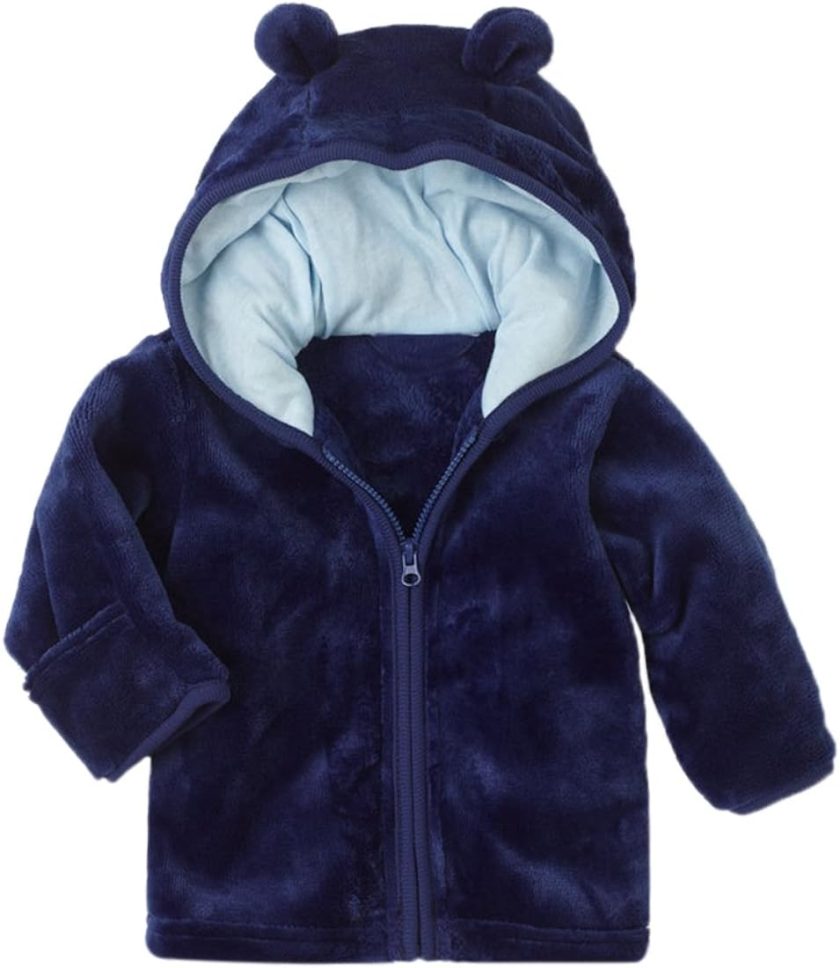 XWDA Baby Girl' Solid Micro Fleece Jacket with Lined Hood