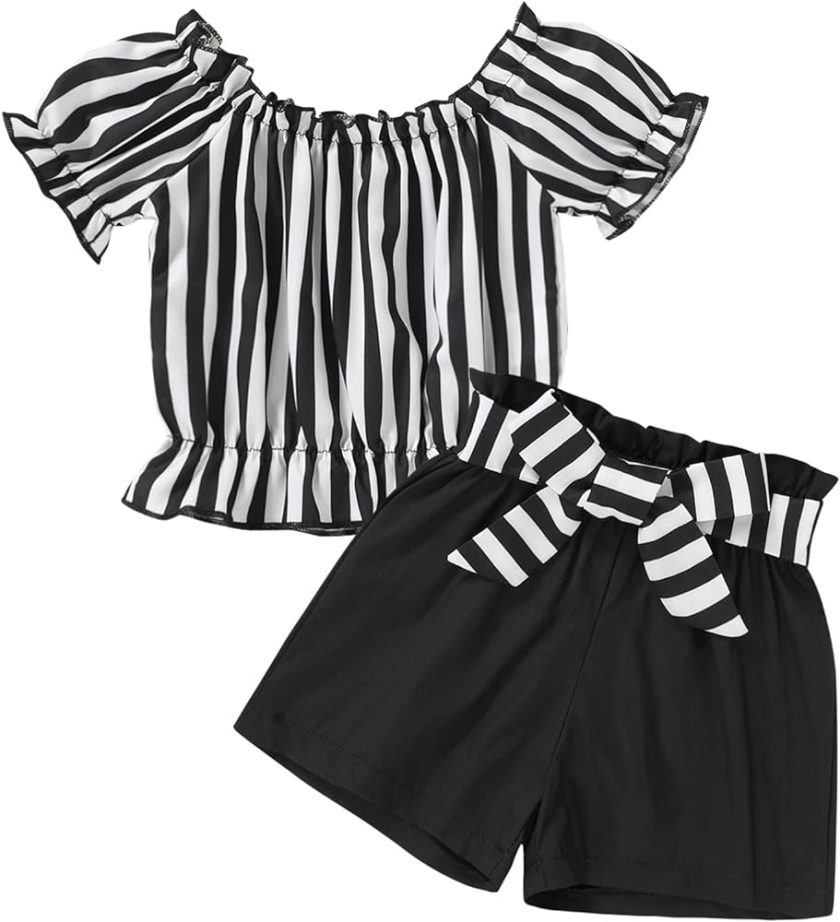 YOUNGER TREE 2PCS Toddler Kids Baby Girls Off Shoulder Top