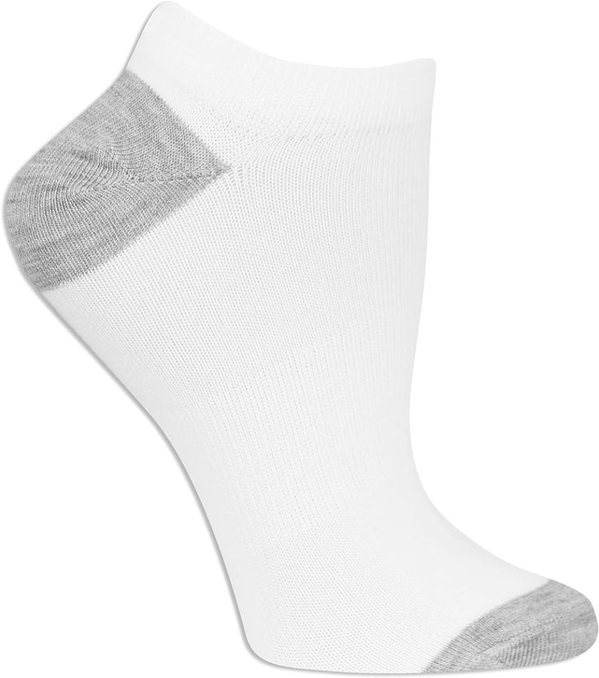 Fruit of the Loom Women's 6 Pack No Show Socks, White/Grey